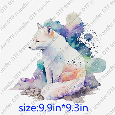 White fox Wolf dog dreamy stones moon Animal DTF transfer ANM.045