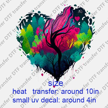 Scenery Heart Tree DTF Transfer/UV DTF Small decal HOFT.009