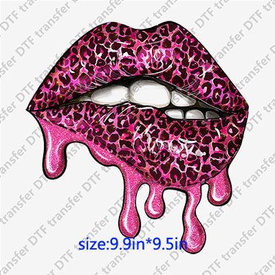 Hot Sexy Pink Leopard Lips DTF Transfers Lips.011