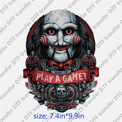 Play a game clown ghost Halloween Horrible DTF transfer HR.047