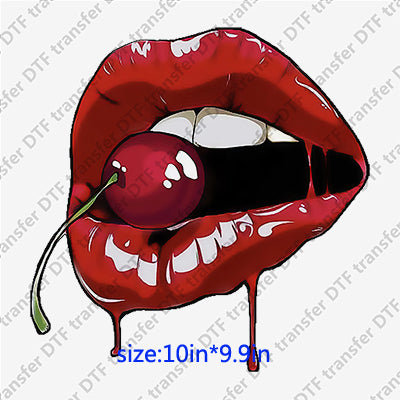 Hot Sexy Red Cherry Lips DTF Transfers Lips.010