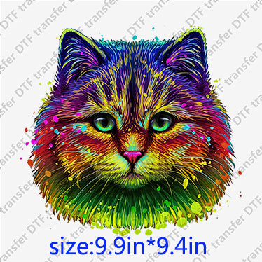 Colorful cat face Animal DTF transfer ANM.068