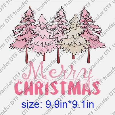 Pink Merry Christmas Tree DTF transfer XMAS.093