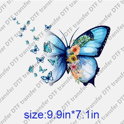 Butterfly and  Flowers DTF transfer BTF.056