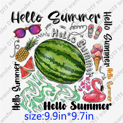 Hello summer swan pineapple sunglasses flip flop icecream watermelon Summer DTF Transfers SMM.072