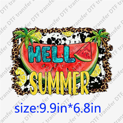 Summer hello leopard watermelon DTF Transfers SMM.085