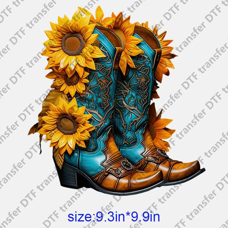 Girl's boots flowers cowhide boots DTF transfer NO.1101