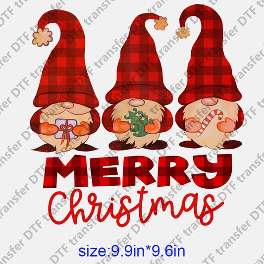 Christmas three gnome Merry Christmas  DTF transfer NO.1211