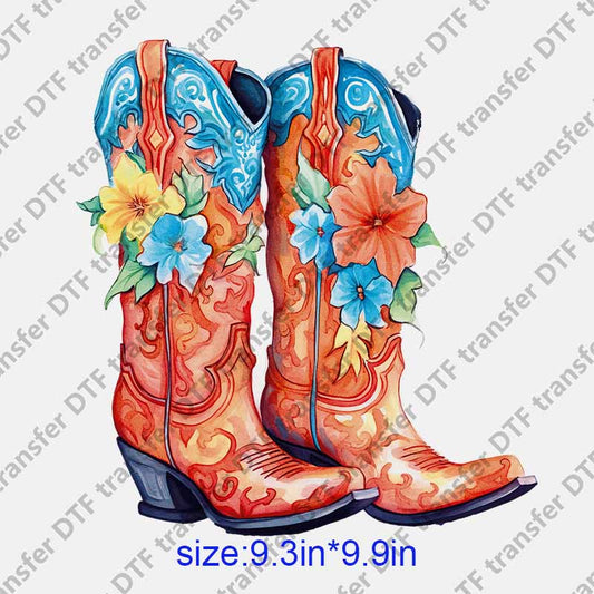 boot with pretty flowers DTF transfer NO.1250