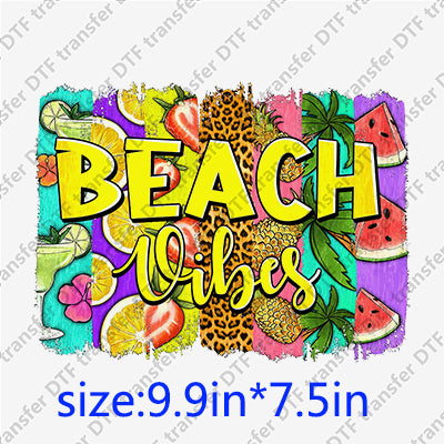 Beach vibes fruit leopard  Palm-tree Summer DTF Transfers SMM.068