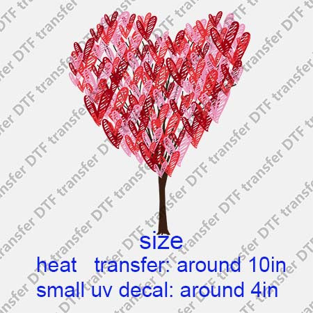 Scenery Heart Tree DTF Transfer/UV DTF Small decal HOFT.014