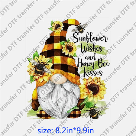 Sunflower bee Gonk gnomies Chirstmas girl DTF Transfer DWF.026