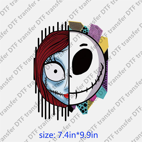 Jack sally half ghost face Halloween Horrible DTF transfer HR.004