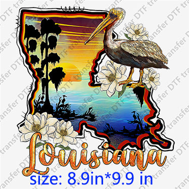 Louisiana bird lade crane flower Animal DTF transfers ANM.007