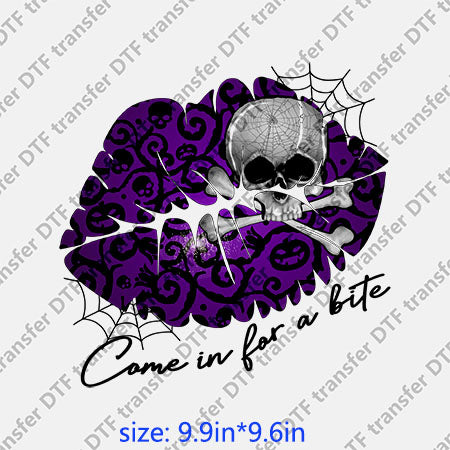 Color skull bat Horrible halloween lips DTF transfer Lips.044