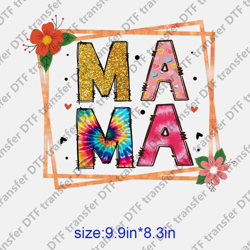 Mama momlife letters flowers  DTF transfer NO.1296