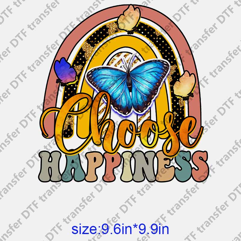 Butterflies letters CHOOSE HAPPINESS DTF transfer NO.1146