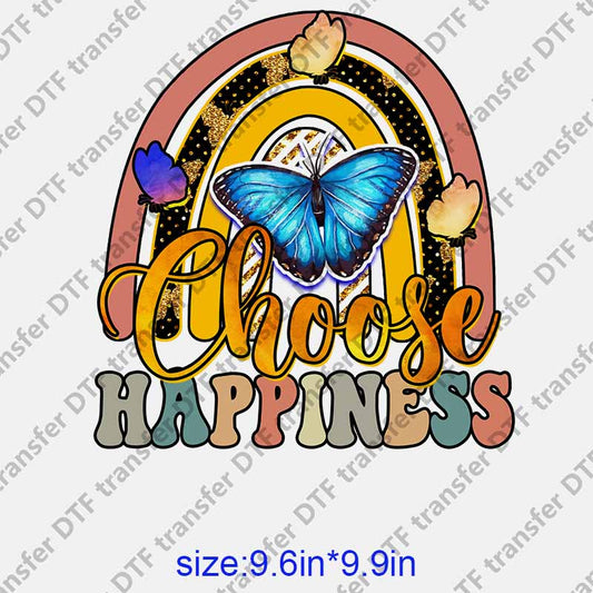 Butterflies letters CHOOSE HAPPINESS DTF transfer NO.1146