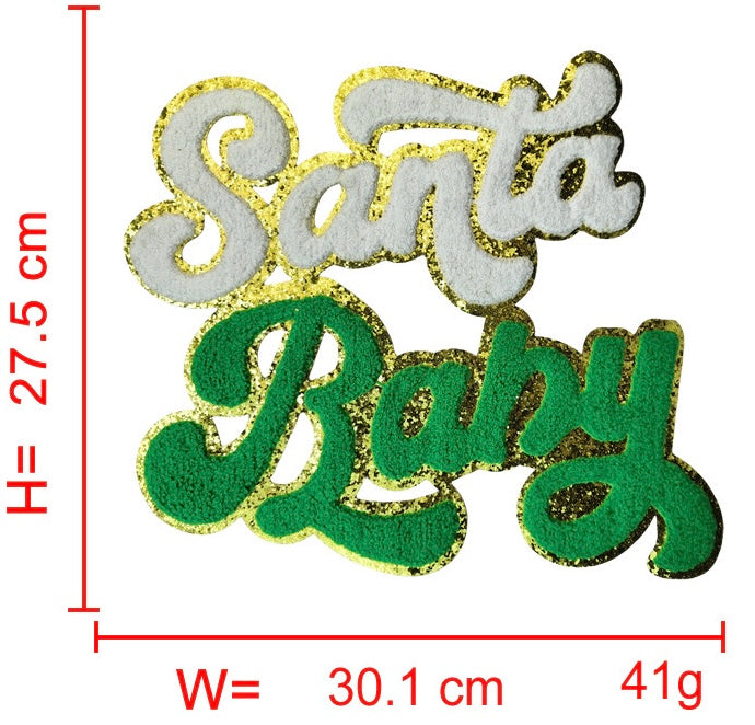 Christmas Santa/ Christmas MAMA DAD / Santa Baby / Merry Bright / Chenille Iron-on Patches