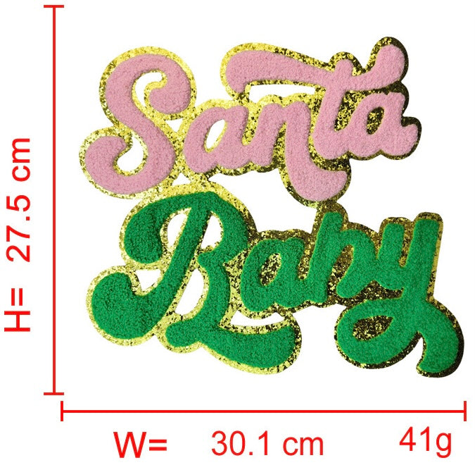 Christmas Santa/ Christmas MAMA DAD / Santa Baby / Merry Bright / Chenille Iron-on Patches