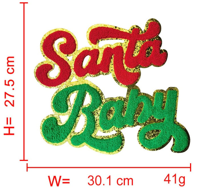 Christmas Santa/ Christmas MAMA DAD / Santa Baby / Merry Bright / Chenille Iron-on Patches