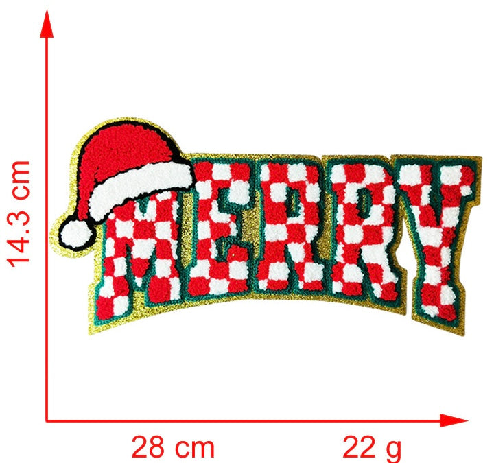 Christmas Santa/ Christmas MAMA DAD / Santa Baby / Merry Bright / Chenille Iron-on Patches