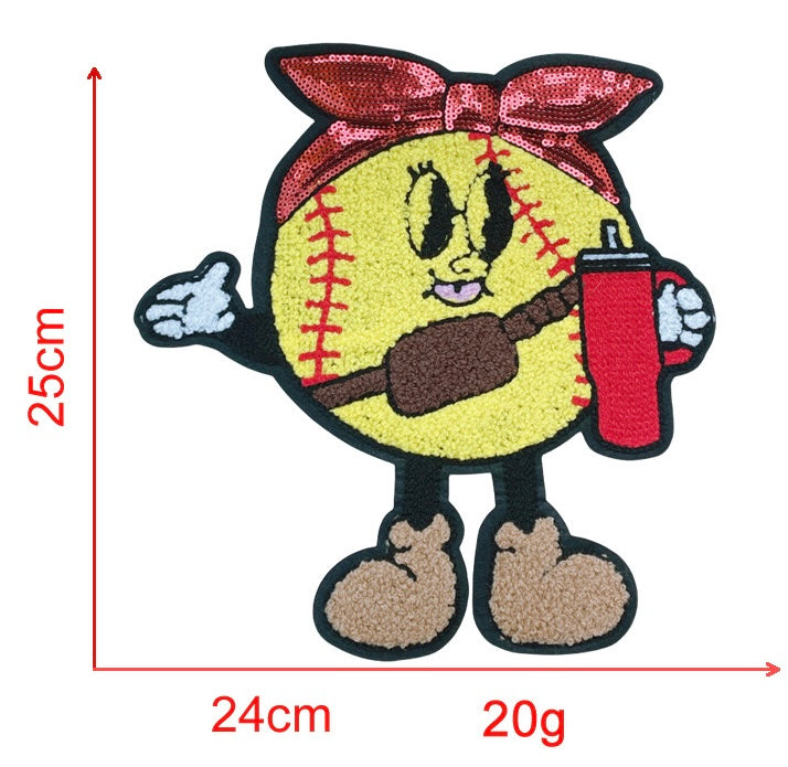 Softball and Baseball Chenille Iron-on Patches