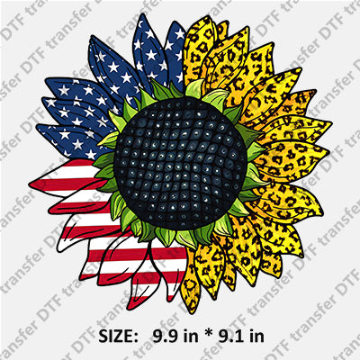 Sunflower with Stars-and-Stripes  Independence Day DTF Transfers IDPDD.004