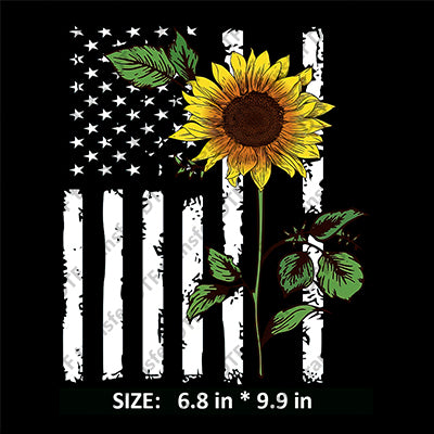 Black & White Stars-and-Stripes Yellow Sunflower Independence Day DTF Transfers IDPDD.012