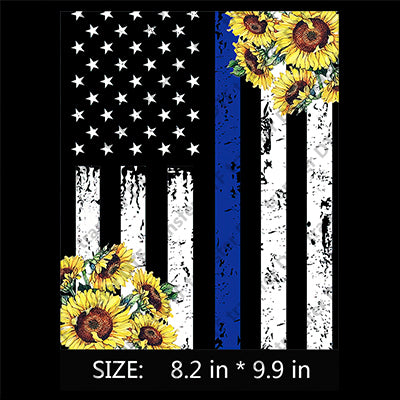 Black & White Stars-and-Stripes Sunflowers Independence Day DTF Transfers IDPDD.014