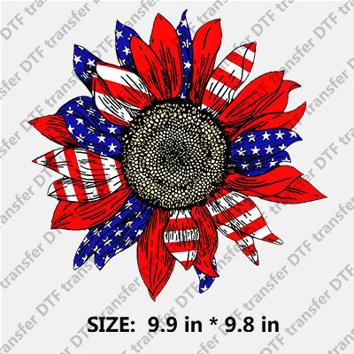 Big Sunflower with Stars-and-Stripes Independence Day DTF Transfers IDPDD.015