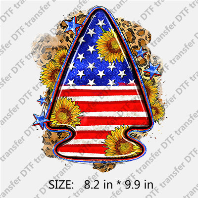 Sunflower and Stars-and-Stripes Surfboard Leopard Independence Day DTF Transfers IDPDD.022