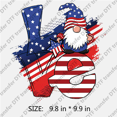 Dwarf with LOVE Stars-and-Stripes Independence Day DTF Transfers IDPDD.027