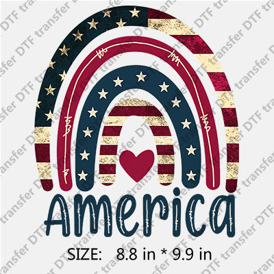 Colorful Rainbow Stars-and-Stripes America Independence Day DTF Transfers IDPDD.043