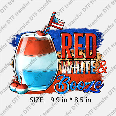 Juice Cup with Stars-and-Stripes RED WHITE & Booze Independence Day DTF Transfers IDPDD.049