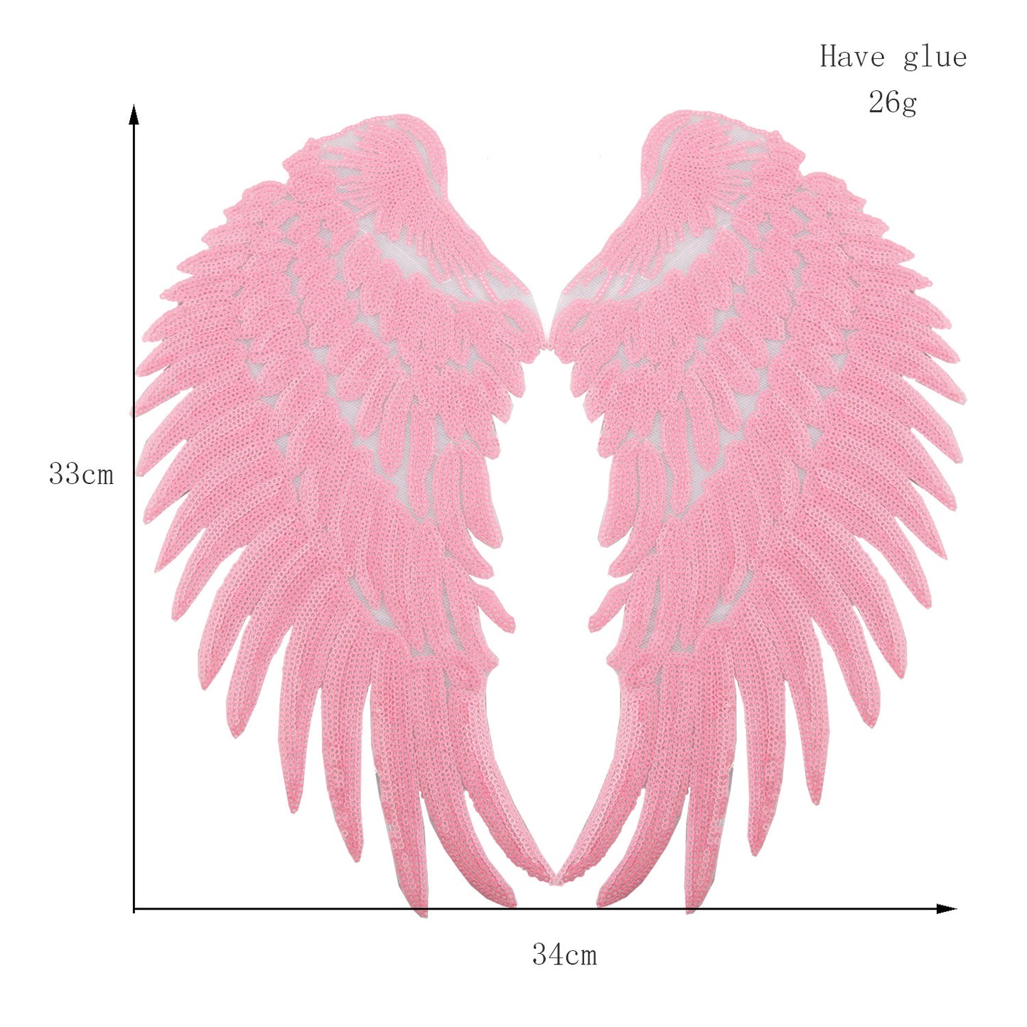 Wing Patches, Large Sequins Angel Wings Patch,Feather Wings Sequin Patch For Clothes DIY