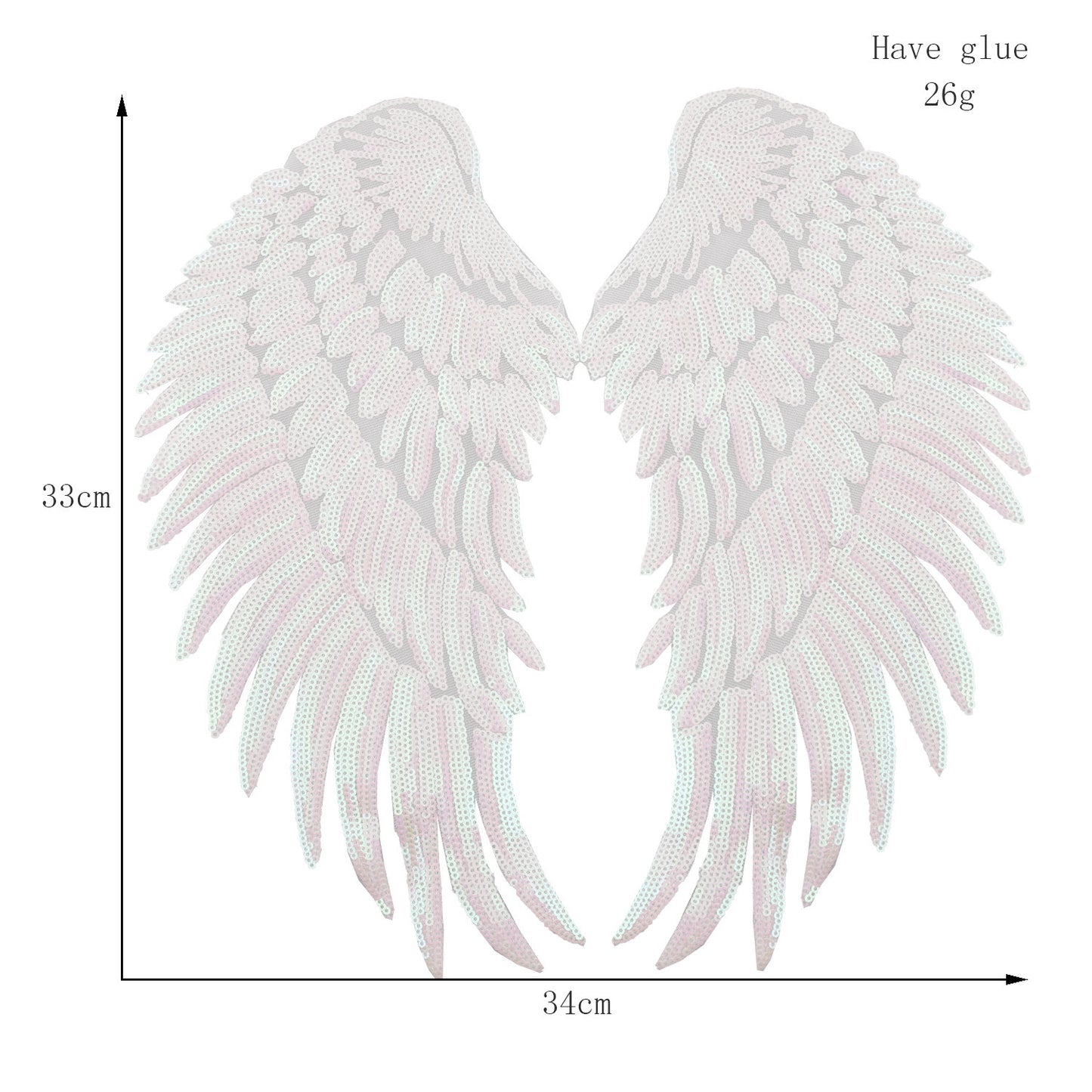 Wing Patches, Large Sequins Angel Wings Patch,Feather Wings Sequin Patch For Clothes DIY