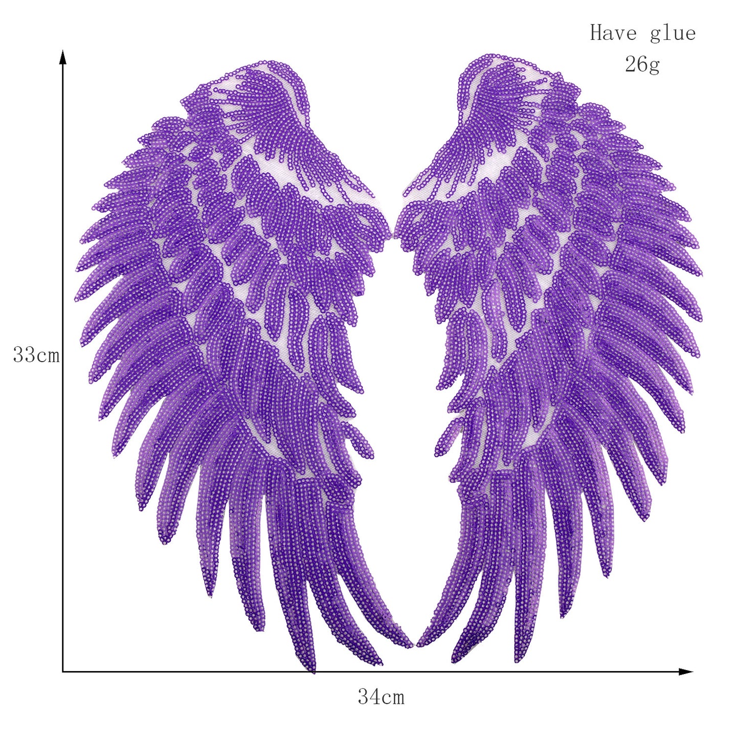 Wing Patches, Large Sequins Angel Wings Patch,Feather Wings Sequin Patch For Clothes DIY