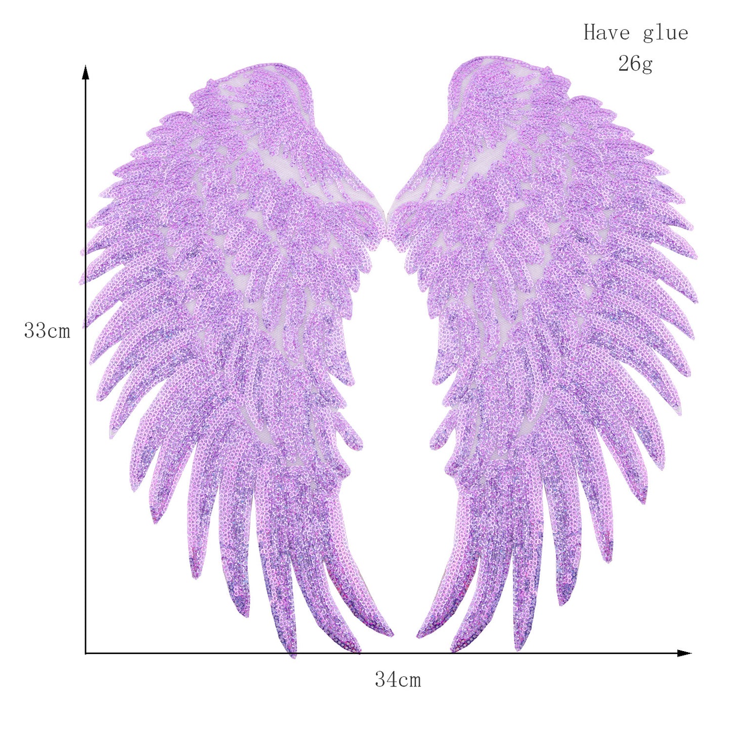 Wing Patches, Large Sequins Angel Wings Patch,Feather Wings Sequin Patch For Clothes DIY