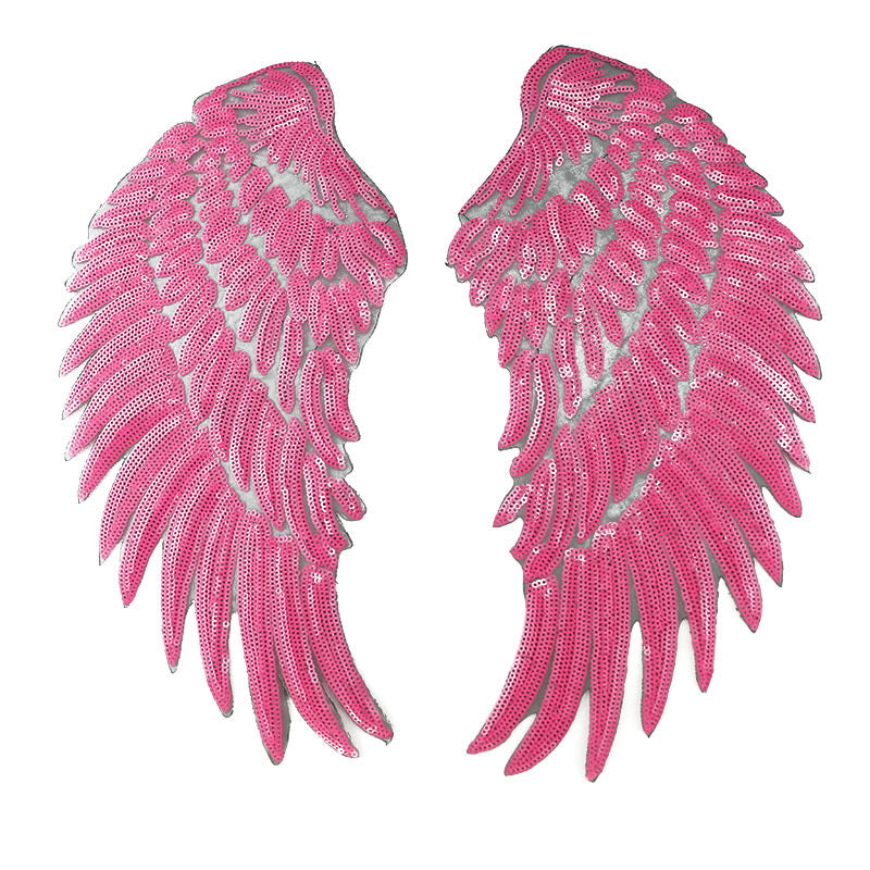 Wing Patches, Large Sequins Angel Wings Patch,Feather Wings Sequin Patch For Clothes DIY