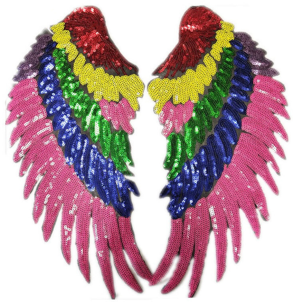 Wing Patches, Large Sequins Angel Wings Patch,Feather Wings Sequin Patch For Clothes DIY