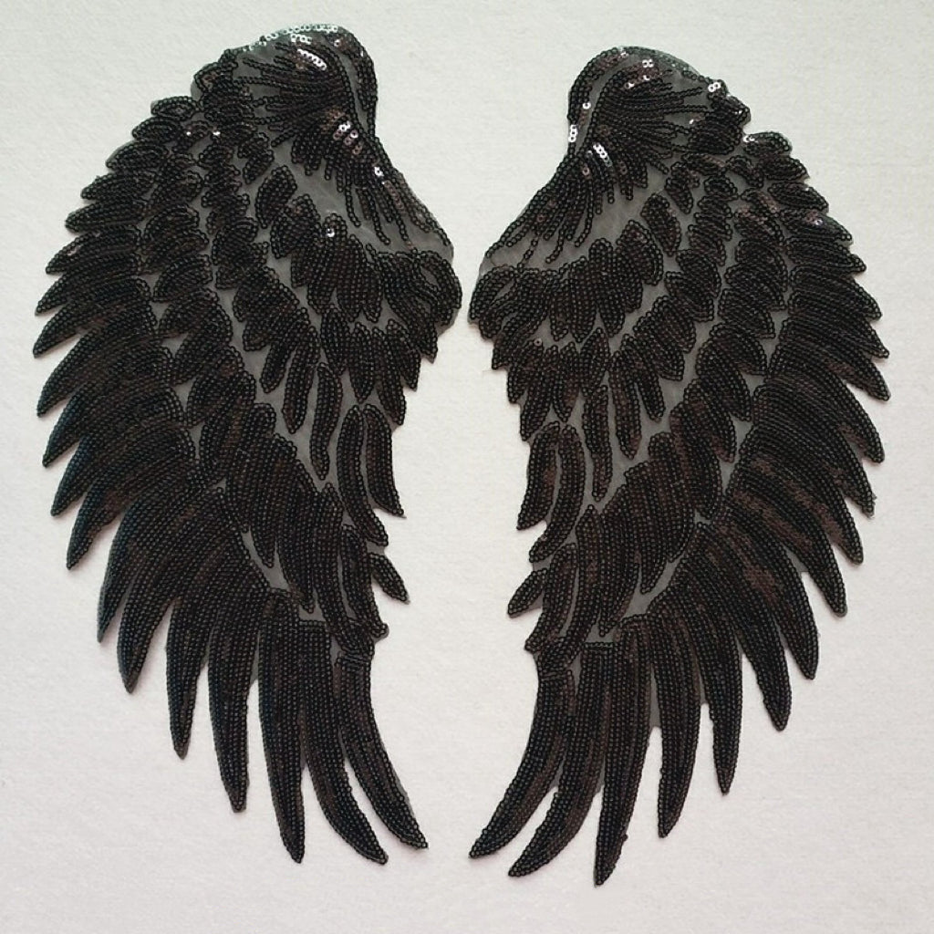 Wing Patches, Large Sequins Angel Wings Patch,Feather Wings Sequin Patch For Clothes DIY