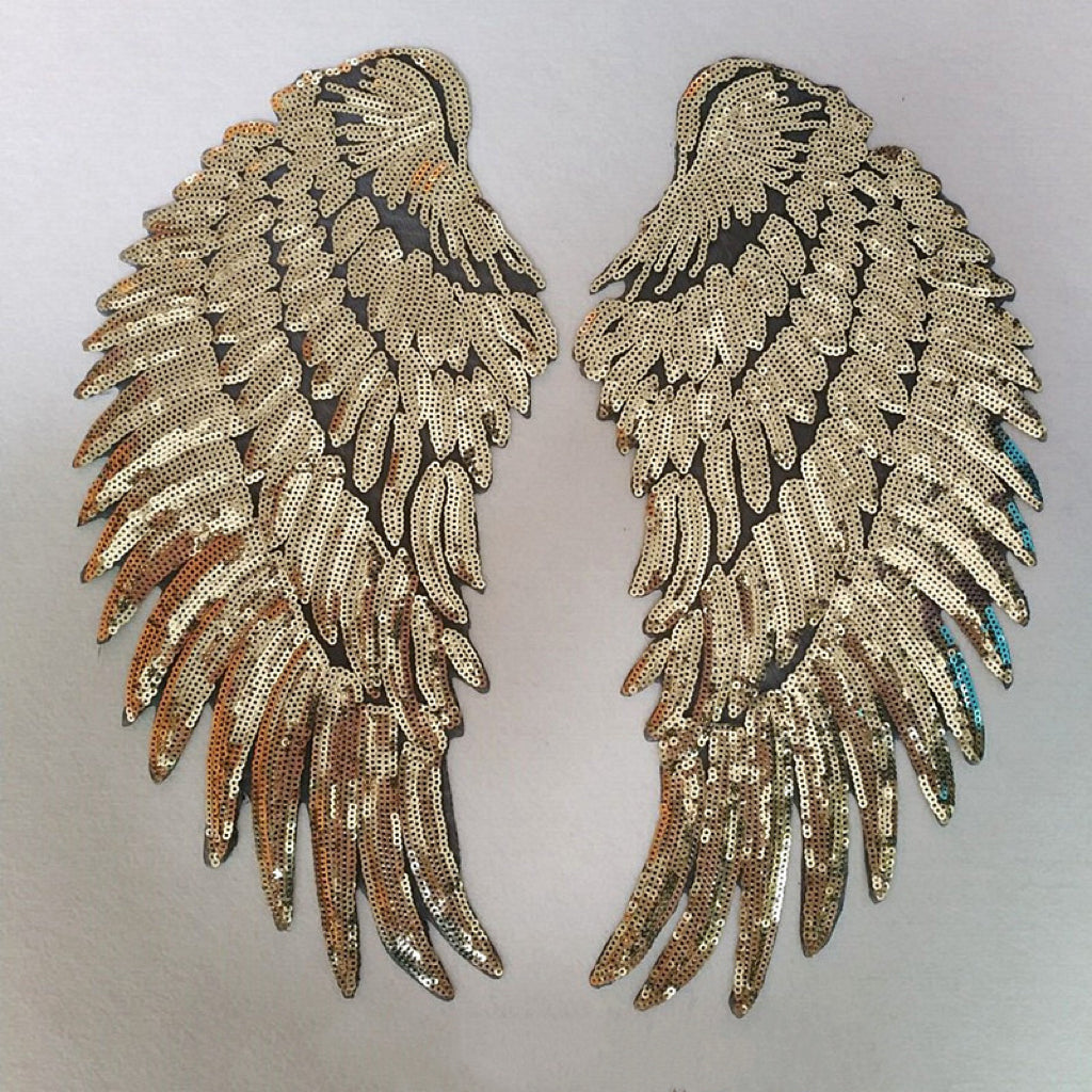 Wing Patches, Large Sequins Angel Wings Patch,Feather Wings Sequin Patch For Clothes DIY