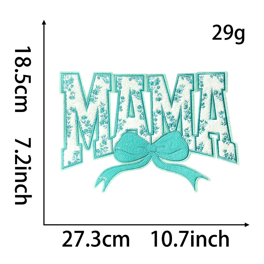 MAMA bow Chenille Iron-on Patches