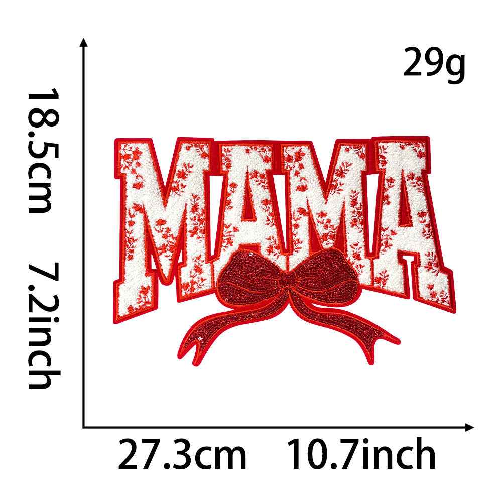 MAMA bow Chenille Iron-on Patches