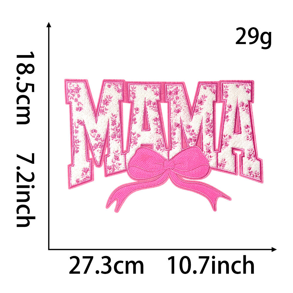 MAMA bow Chenille Iron-on Patches