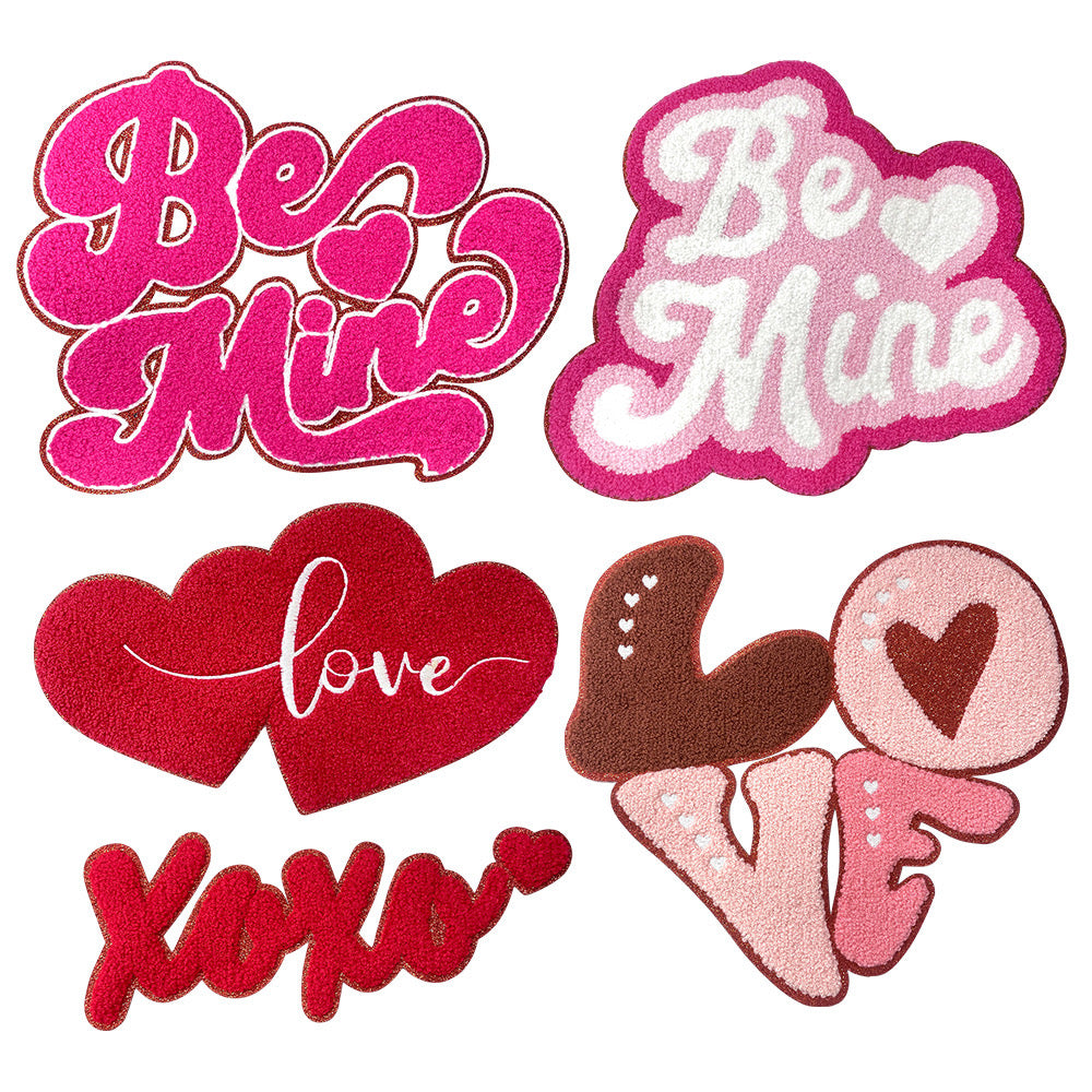 Valentines Day Chenille Patches-LOVE/ Be Mine/ XOXO