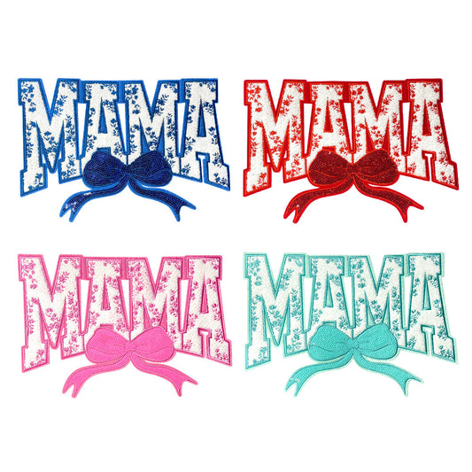 MAMA bow Chenille Iron-on Patches