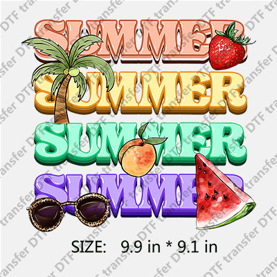 Colorful Letter 4 Summer with watermelon DTF Transfers SMM.001