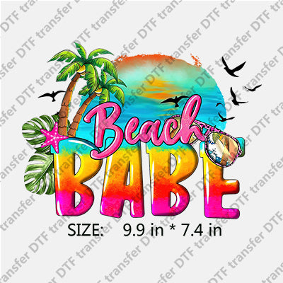 Colorful Beach BABE with sunglasses palm-tree Summer DTF Transfers SMM.003